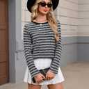 Blooming Jelly Womens Tops Striped Shimmer Long Sleeve Shirts Tweed T Shirt Dressy Casual Business 2026 Spring (XL)