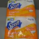 2 x Scott ComfortPlus Toilet Paper, 12 Double Rolls, 231 Sheets per Roll, Septic-Safe, 1-Ply Toilet Tissue