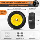 2PC 16x6.50-8 Flat Free Lawn Mower Front Tires and Wheels with 1" Bearings.