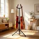 Double Guitar Stand, Portable Tripod Adjustable 2 Guitar Stand Floor for Acoustic, Bass & Electric. Dual Folding Stand for Banjo with Strap & Picks, Adjusts from 24.8" to 43.3"