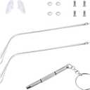 Metal Silver Glasses Arm Replacement Thin Eyeglass Legs Replacement Single Teeth Eyeglasses Repair Legs Sunglasses Arm with Transparent Tips Glasses Temple Eyewear Frame Temple Accessory