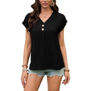 Women's Dressy Casual Shirt Sleeveless V-Neck Button Down Work Tops Business Casual Summer Tops Size M