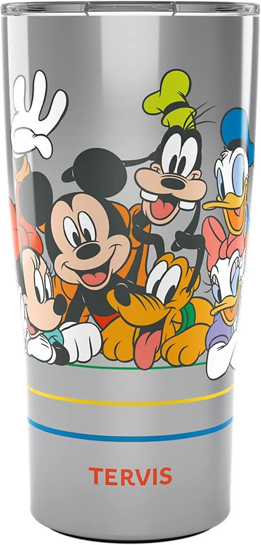 Tervis Traveler Disney Mickey Group Triple Walled Insulated Tumbler Travel Cup Keeps Drinks Cold & Hot, 20oz, Stainless Steel