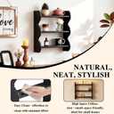 100% Solid Wood Floating Shelf, Vintage Wall Shelves Wall Mounted Storage Rack 3-Tier, Farmhouse Decor Hanging Shelf Display Shelves for Apartment, Living Room and Bedroom
