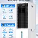 4-IN-1 Windowless Air Conditioner Portable w/3.2-Gal Tank for 24H Cooling, 4 Speeds &4 Modes, Waterless Alert System Swamp Cooler, LED Touch & Remote,12H Timer, Evaporative Air Cooler for Room
