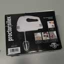 Proctor Silex Easy Mix 5-Speed Electric Hand Mixer with Bowl Rest, Compact and Lightweight, 100 Watts of Peak Power, White (62515PS)