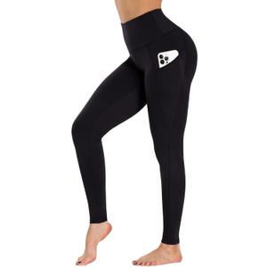 GAYHAY Leggings with Pockets for Women - 19" / 25" Yoga Pants High Waist Tummy Control Compression for Workout (Medium, Black)