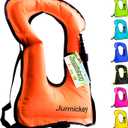 Inflatable Snorkel Vest Adults, Portable Snorkel Jacket, Buoyancy Vest for Snorkeling, Swimming, Kayaking, Boating, Safety Load Up to 220 Ibs (Orange)