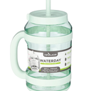 REDUCE WaterDay 80 oz Water Jug with Time/Ounce Markings - Spill-Proof Straw, Durable Tritan - Big Water Bottle for Daily Hydration - Dishwasher Safe, Clear & Easy to Clean, Green