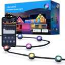 ASAHOM AI Permanent Outdoor Lights S107C, 150FT with 108 RGBCW LED Lights and Dual Output, 30,000 Lighting Effect Combination, IP67 Waterproof for House Halloween Christmas and Daily Decoration, Black