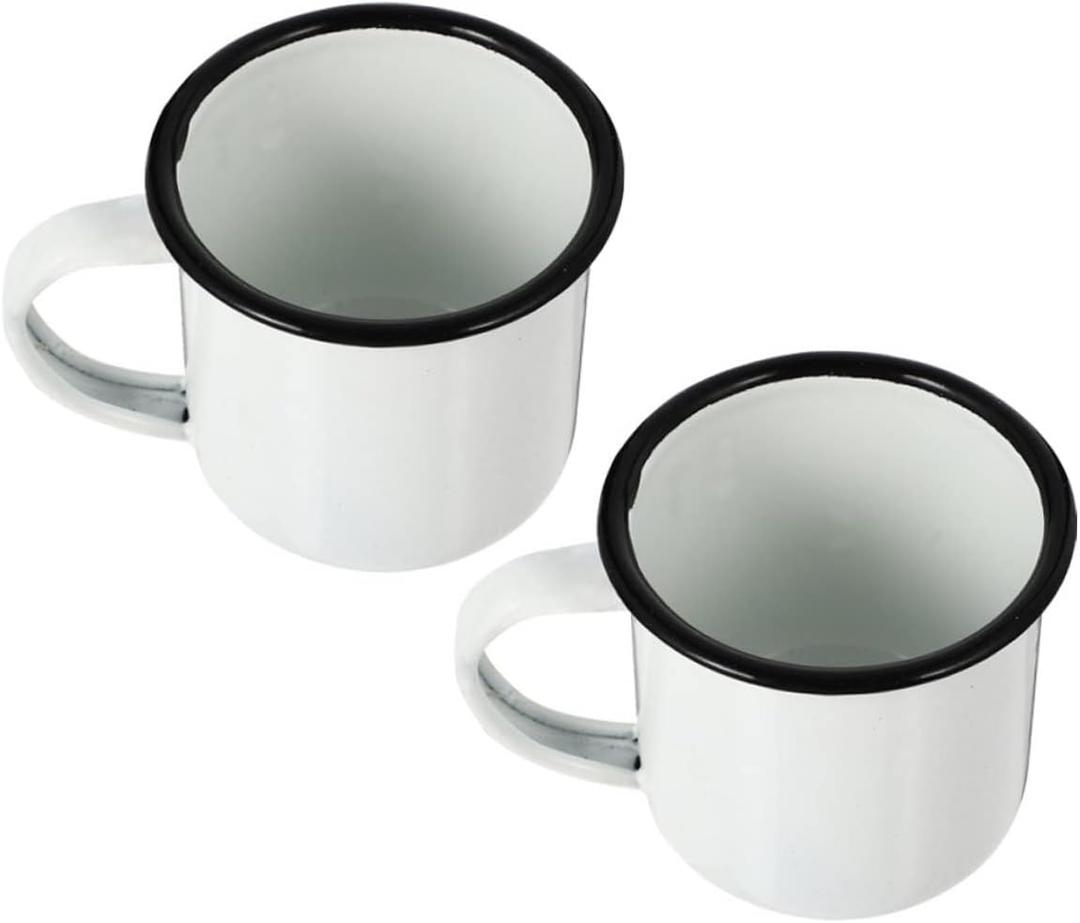 2pcs Cups Vintage Handheld Mugs for Camping Outdoor Use Rustic Mugs for Hot Tea and Soup and Easy to Clean
