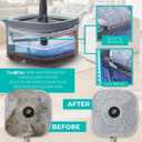 True & Tidy True Clean Spin Mop & Bucket System Dual Compartment Design for Clean & Dirty Water, 360 Swivel Mop Head, Built-in Scrubbing Brush, Stainless Steel Handle & 2 Reusable Microfiber Pads