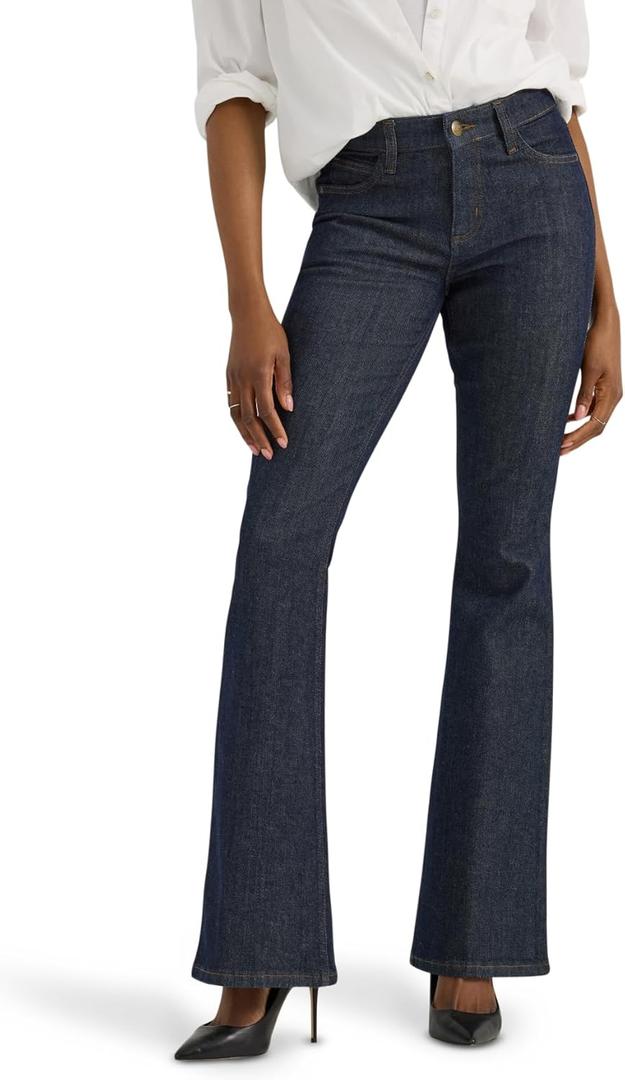 Lee Women's Legendary Mid Rise Flare Jean (8 Long, Indigo Warrior)