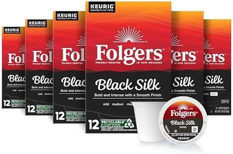 Folgers Black Silk Dark Roast Coffee, 72 Keurig K-Cup Pods, BB Nov/21/2025
