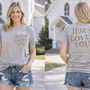 Christian T Shirts for Women Jesus Loves You Shirt Faith Religious Cross Floral Graphic T-Shirt Bible Verse Tee Tops (M)