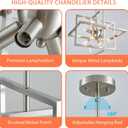 Brushed Nickel Chandelier 8 Lights Modern Geometric Pendant Light Farmhouse Ceiling Light Fixture for Dining Room Kitchen Island Living Room Bedroom Hallway
