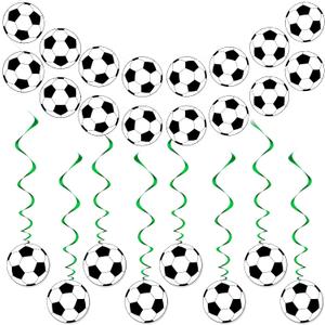 32 Pieces Soccer Party Decorations 2 Pcs Soccer Banner Garlands 30 Pcs Football Hanging Swirls Birthday Party Supplies for Kids Football Clubs Sport Theme Courtyards Offices