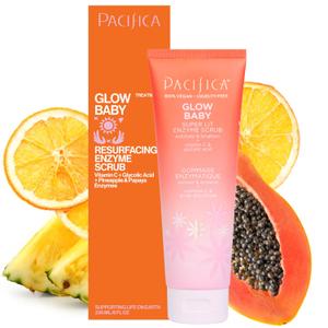 Pacifica Glow Baby Exfoliating Face Scrub, Brightening Enzyme Facial Cleanser w/Vitamin C & Glycolic Acid for Radiant Smooth Skin, Unclogs Pores & Removes Dead Skin, Microbead-Free Vegan (4 fl oz)