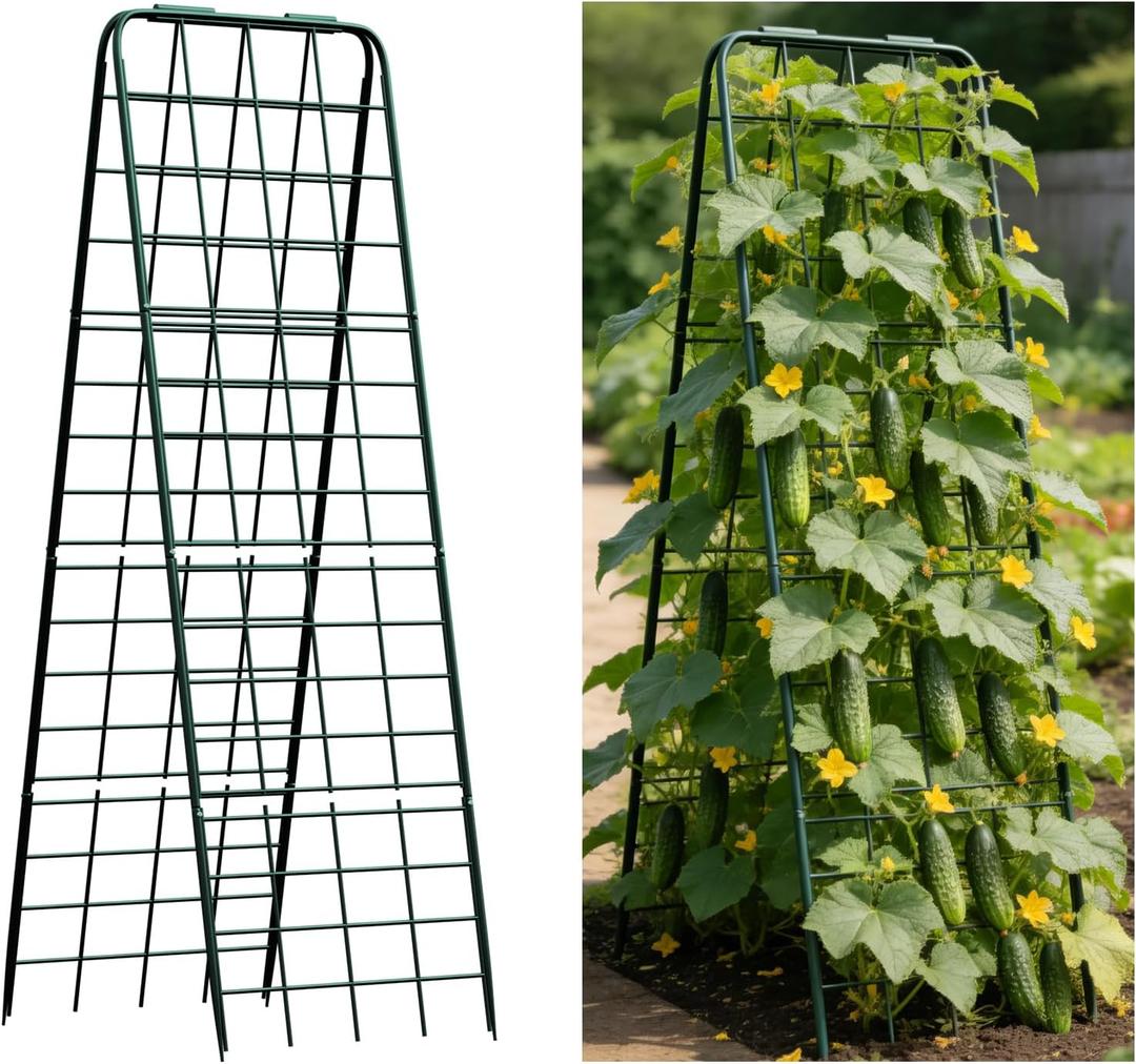 Heavy Duty Trellis for Climbing Plants, 59"x19.68" Adjustable Height Steel Cucumber Trellis, Powder Coated Metal Garden Trellis for Raised Beds,Tomatoes, Cucumbers & Outdoor Vines, 59"x19.68" - 1 Pcs