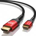 JSAUX Mini HDMI to HDMI Cable 10FT, [Aluminum Shell, Braided] High Speed 4K 60Hz HDMI 2.0 Cord, Compatible with Camera, Camcorder, Tablet and Graphics/Video Card, Laptop, Raspberry Pi Zero W -Red