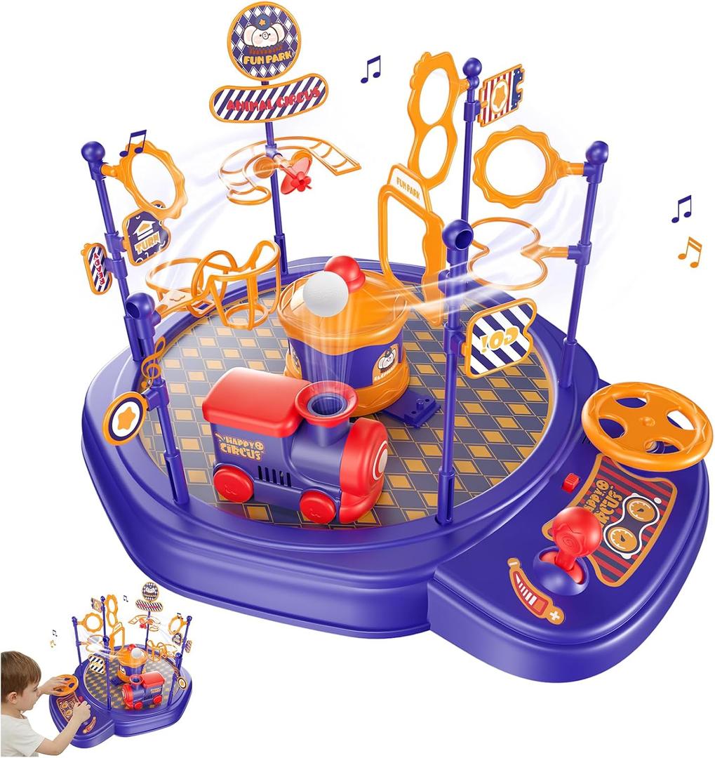 Electric STEM Toys Train Set for Kids, Floating Ball Science Toy with Adjustable Airflow, Hand-Eye Coordination & Focus Training Board Game for Boys Girls Ages 4 5 6 7 8+