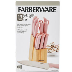 Farber Pink 14 Piece Soft Grip Cutlery Set