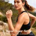 FIBO STEEL 6PCS Stackable Rings for Women Non Tarnish Waterproof Gold Plated Silver Color Square Cubic Zirconia Ring Set Dainty Stacking Rings Trendy Thin Thumb Band Statement Ring Stack Size 5-11