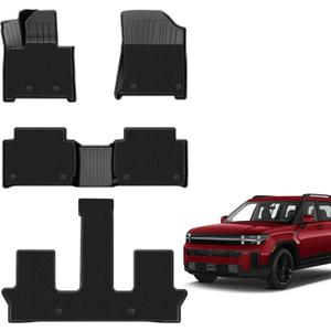 AOMSAZTO Double Layer Floor Mats Compatible with 2024 2025 Hyundai Santa Fe (Not Fit Hybrid) - All Weather TPE Protection Floor Liners - Car Mats for Santa Fe Accessories