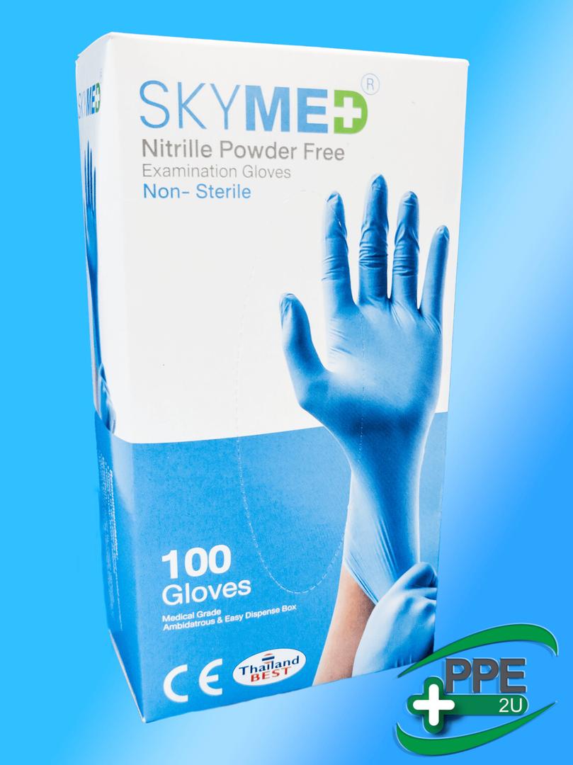 Lot of 3 Blue Nitrile Examination Gloves Powder Free, Size Small, Pack of 100