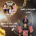 Talking Pop Up Birthday Card for Men and Women with Lights & Blow-out Candle, Real Voice Birthday Message with DIY Numbers, Funny Political Dad Birthday Gift for Men and Fans with Golden Cover