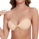 Lolaura Invisible Sticky Bra for Women, Strapless Adhesive Bra, Seamless Push up Lightweight, Ideal for Backless Dresses, Reusable & Washable, With 1 Pair 3inch Nipple Cover, Size B