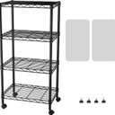 SINGAYE 4 Small Shelves Storage Shelf Wire Shelving Unit Metal Shelf Adjustable Organizers Storage Shelving with Wheels for Bathroom Laundry Room Kitchen Pantry11.5D x 17.5W x 30.5H Black
