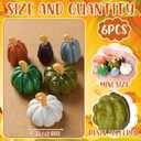 2 x Vicenpal 6 Pcs 1.18 Inch Fall Pumpkin Decor Figurines Mini Resin Thanksgiving Pumpkin Decor Table Rattan Fake Fall Crafts Multicolor Autumn Harvest Table Kitchen Centerpiece(Fresh Color)