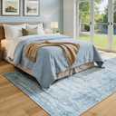 5x7 Washable Area Rugs for Living Room, Neutral Retro Aesthetic Non Slip Blue Rug for Nursery Kids Room, Soft Faux Wool Cozy Floor Carpet for Bedroom Dining Room