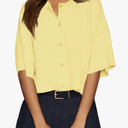 Cicy Bell Womens Half Sleeve Cardigan Sweaters Cropped Button Down Tops Oversized Lightweight Ribbed Knit Summer Outfits L