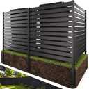 Air Conditioner Fence 3 Panels, 42" H x 9.5 FT W Metal Outdoor Privacy Screen, No Digging HVAC Fence with Louvered Panels, Privacy Fence for AC Unit, Trash Cans, Pool Equipment, Generator & Backyard