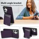 for Samsung Galaxy S24 Ultra Wallet Case with Kickstand Detachable Card Holder, for MagSafe Magnetic Wireless Charging, PU Leather Flip Credit Card Slots Slim Purse Cover Men Women, Purple