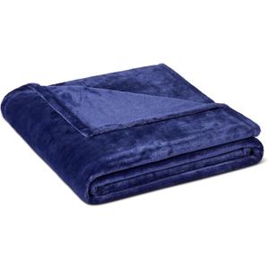 Amazon Basics Throw Blanket, Ultra-Soft Flannel Fleece Microfiber, Lightweight Cozy for Couch Sofa Bedroom, Fade-Resistant, 50 x 60 Inches, Navy
