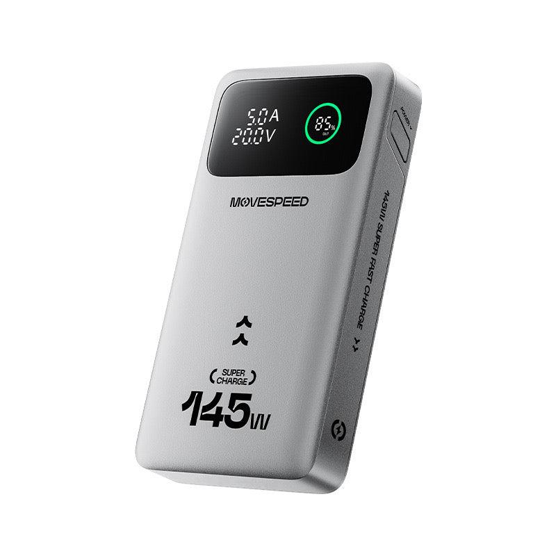 MOVE SPEED 145W Laptop Power Bank, PD 3.1 25,000mAh Fast Charging Portable Charger with 240W Type C Cable, USB C 3-Port with Digital Display Travel Outdoor Charger for iPhone, Dell, MacBook, Galaxy