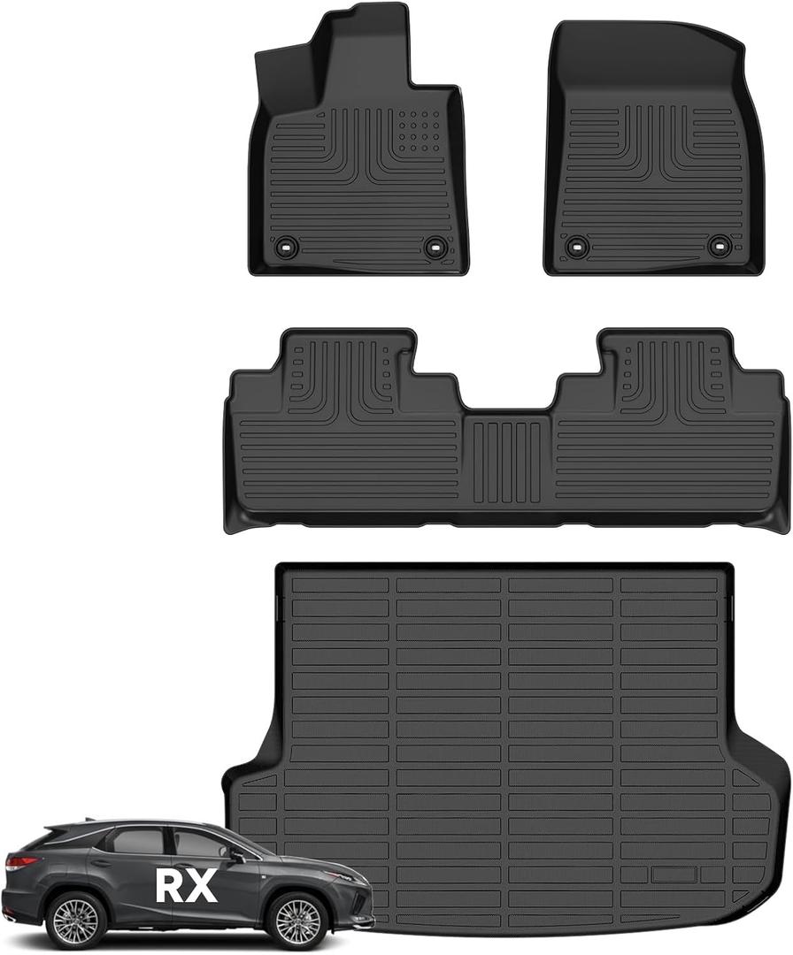 Wayhigh All Weather Floor Mats and Cargo Mat Set Fit for Lexus RX 2016-2022 RX350 / RX450h (Not for RXL) TPE Car Mats Waterproof Heavy Duty Floor Liners for Lexus RX Accessories