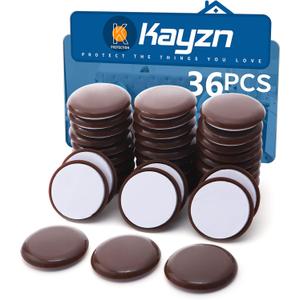 36pcs Self-Adhesive Furniture Sliders, 1-7/9" Furniture Moving Pads-Sticky Carpet Slider for Protect Carpeted Surface, Furniture Carrier- Easily Move Any Items (Brown)
