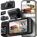 REDTIGER F17 4K 3 Channel Dash Cam, 5GHz WiFi Built-in GPS with 64GB Card, 2160P+1080P+1080P Front and Rear Inside, Triple Car Camera with 3 Inch Screen, IR Night Vision, G Sensor, WDR, Parking Mode