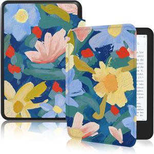 MOROCK Slim Case for 6" Kindle Paperwhite(10th Generation, 2018 Release),Fits 2018 Kindle Paperwhite 10th Gen (Model No. PQ94WIF),Lightweight PU Leather Cover,Oil Painting Flowers