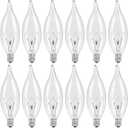 COLWATT 12-Pack Candelabra Light Bulbs 40W Warm White 2500K, 380 Lumen Candle Chandelier Bulb for Ceiling Fan, Pendants or Outdoor, CA10 Clear Type B E12 Base Dimmable