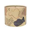 Modern Translucent Barrel bamboo lamp shade Art decorative with Colorful Minimalist geometric style ideal for living room bederoom Table Floor Lamp easy assemble size 11.8x9Inch (Abstract Geometric)