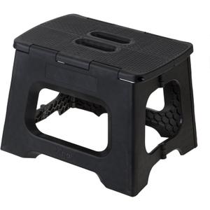 Vigar Compact Step Stool Foldable, 9-inch Step Stools for Adults up to 330 Pound, Lightweight Stool, Non-Slip Folding Step Stool, Black