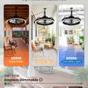 Conciseer Outdoor Ceiling Fan with Light for Patio, 20" Waterproof All-Weather Plug-in Hanging Fan, Smart APP/Remote Control, 3CCT Dimmable LED, Caged Design for Gazebo, Pergola, Porch, Medium