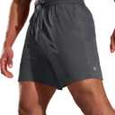 MIER Running Gym Shorts for Men 5 Inch Quick Dry Athletic Workout Shorts with Zipper Pockets, Elastic Waist, No Liner (Gray, L)