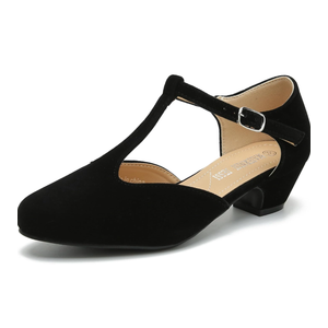 MAIERNISI JESSI Women's T-Strap Low Chunky Heel Mary Jane Pumps Cut Out Wedding Dress Shoes 41