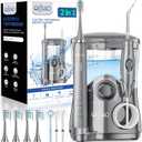 Electric Toothbrush with Water Flosser Combo: 600ML Large Water Tank & Ultrasonic Cleaning- Gum Care & Whitening- 5 Brush Modes & 10 Pressure Settings for Family Use, Gray